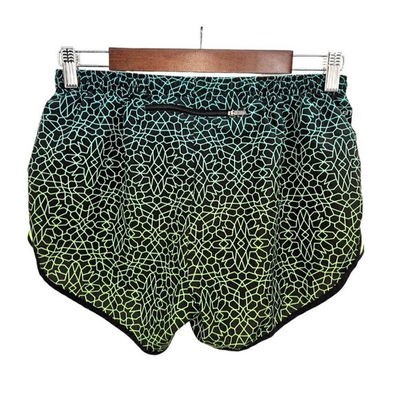 Nike Tempo Running Shorts Womens Medium 6 ? Zip Pocket Ombre Neon Yellow Green - Picture 2 of 7